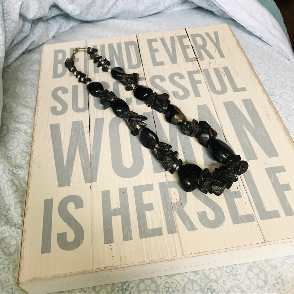 Black chunky statement choker like necklace